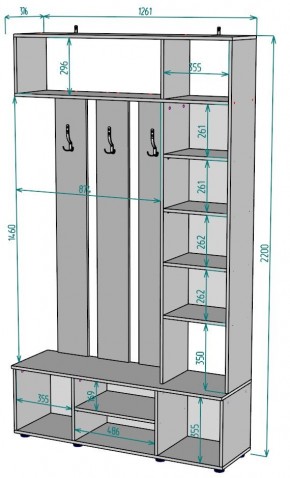 Прихожая с зеркалом V20_M в Тавде - tavda.ok-mebel.com | фото 2