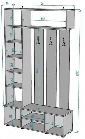 Прихожая с зеркалом V23_M в Тавде - tavda.ok-mebel.com | фото 2