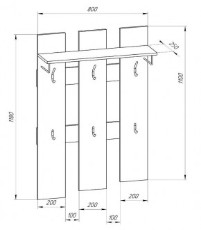 Прихожая-вешалка большая 800 в Тавде - tavda.ok-mebel.com | фото 2