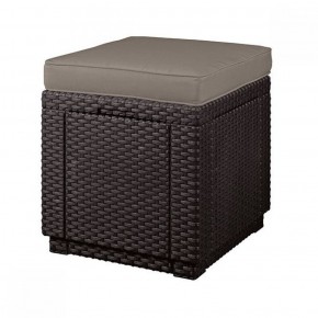 Пуфик Куб с подушкой (Cube with cushion) коричневый - серо-бежевый* в Тавде - tavda.ok-mebel.com | фото 1
