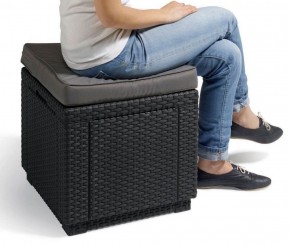 Пуфик Куб с подушкой (Cube with cushion) коричневый - серо-бежевый* в Тавде - tavda.ok-mebel.com | фото 2