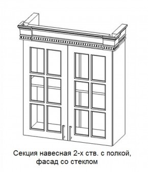 Секция навесная 2-х ств. с полкой "Верона", фасад со стеклом (800) в Тавде - tavda.ok-mebel.com | фото