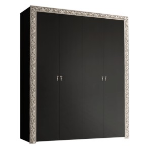 Шкаф 4-х дв. без зеркал Тиффани Premium черная/серебро (ТФШ2/4(П) в Тавде - tavda.ok-mebel.com | фото