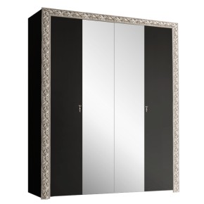 Шкаф 4-х дв. (с зеркалами)  Premium черная/серебро (ТФШ1/4(П) в Тавде - tavda.ok-mebel.com | фото