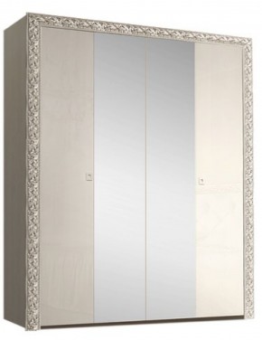 Шкаф 4-х дв. (с зеркалами) Premium слоновая кость/серебро (ТФШ1/4(П) в Тавде - tavda.ok-mebel.com | фото