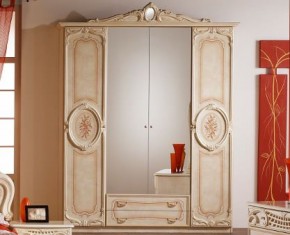 Шкаф 4-х дверный с зеркалами (01.144) Роза (беж) в Тавде - tavda.ok-mebel.com | фото