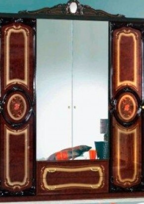 Шкаф 4-х дверный с зеркалами (01.144) Роза (могано) в Тавде - tavda.ok-mebel.com | фото