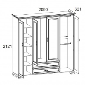 Шкаф 4D2S Z, TIFFANY, цвет вудлайн кремовый в Тавде - tavda.ok-mebel.com | фото