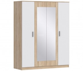 Шкаф 4х дверный с зеркалами Уют СБ-2750/1 (Дуб Сонома/Белый) в Тавде - tavda.ok-mebel.com | фото