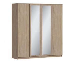 Шкаф 4х дверный с зеркалами Веста СБ-3082 (Дуб Сонома) в Тавде - tavda.ok-mebel.com | фото