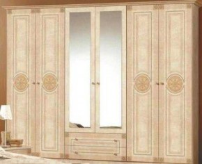 Шкаф 6-и дверный с зеркалами (02.146) Рома (беж) в Тавде - tavda.ok-mebel.com | фото