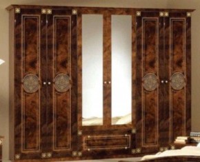 Шкаф 6-и дверный с зеркалами (02.146) Рома (орех) в Тавде - tavda.ok-mebel.com | фото