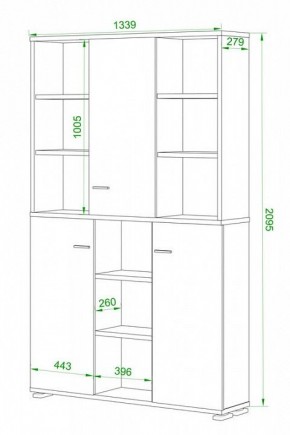 Шкаф книжный Домино ПУ-40-3 в Тавде - tavda.ok-mebel.com | фото 2