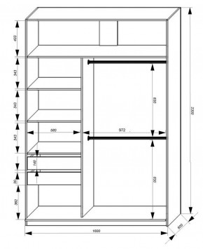 Шкаф-купе 1600 серии SOFT D8+D2+B2+PL4 (2 ящика+F обр.штанга) профиль «Графит» в Тавде - tavda.ok-mebel.com | фото 2