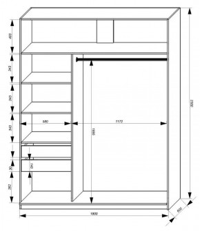 Шкаф-купе 1800 серии SOFT D1+D3+B2+PL1 (2 ящика+1штанга) профиль «Графит» в Тавде - tavda.ok-mebel.com | фото 3