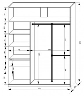 Шкаф-купе 1800 серии SOFT D8+D2+B2+PL4 (2 ящика+F обр.штанга) профиль «Графит» в Тавде - tavda.ok-mebel.com | фото 3