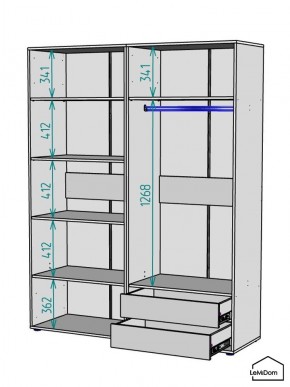 Шкаф Linnea MHR-4PO-2 2050х1600х510 (Белый-М 11.1.1) в Тавде - tavda.ok-mebel.com | фото 3