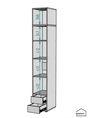 Шкаф с антресолью Linnea MHR-1A-4 2450х400х510 (Графит-М 11.1.25) в Тавде - tavda.ok-mebel.com | фото 3