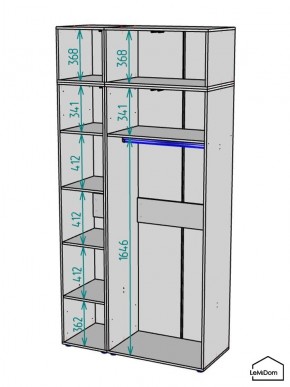 Шкаф с антресолью Linnea MHR-3A-1 2450х1200х510 (Графит-М 11.1.25) в Тавде - tavda.ok-mebel.com | фото 3