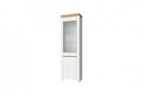 Шкаф с витриной  1V1D, TAURUS, цвет белый/дуб вотан в Тавде - tavda.ok-mebel.com | фото