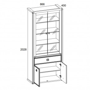 Шкаф с витриной 2V2D1S, MAGELLAN, цвет Сосна винтаж в Тавде - tavda.ok-mebel.com | фото 2