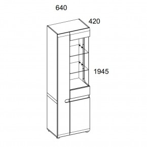 Шкаф с витриной 3D/TYP 01P, LINATE ,цвет белый/сонома трюфель в Тавде - tavda.ok-mebel.com | фото 2