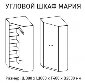 Шкаф угловой Мария 880*880 (ЛДСП 1 кат.) в Тавде - tavda.ok-mebel.com | фото 2