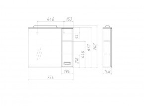Шкаф-зеркало Cube 75 Эл. Правый Домино (DC5009HZ) в Тавде - tavda.ok-mebel.com | фото 3