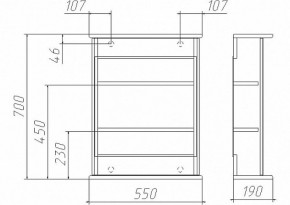 Шкаф-зеркало Милана 55 (правый/левый) Айсберг (DA1063HZ) в Тавде - tavda.ok-mebel.com | фото 2