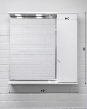 Шкаф-зеркало Optima 65 Эл. правый глянец Домино (DO1907HZ) в Тавде - tavda.ok-mebel.com | фото 6