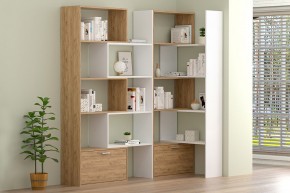 Стеллаж раздвижной (ЛДСП дуб крафт золотой/белый) в Тавде - tavda.ok-mebel.com | фото 2