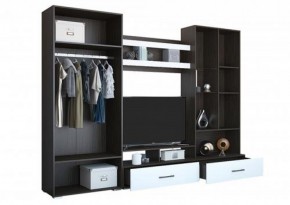 Стенка Ненси 1 (Венге/Белый глянец) в Тавде - tavda.ok-mebel.com | фото 3