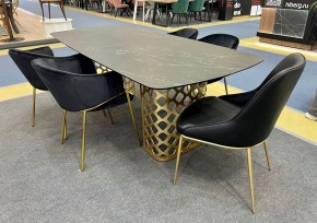 Стол CHIAVARI 220 KL-116 Черный мрамор матовый, итальянская керамика / бронзовый, ®DISAUR в Тавде - tavda.ok-mebel.com | фото 2
