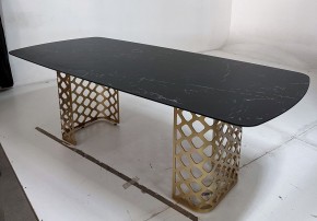 Стол CHIAVARI 220 KL-116 Черный мрамор матовый, итальянская керамика / бронзовый, ®DISAUR в Тавде - tavda.ok-mebel.com | фото 4