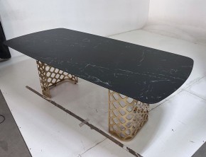 Стол CHIAVARI 220 KL-116 Черный мрамор матовый, итальянская керамика / бронзовый, ®DISAUR в Тавде - tavda.ok-mebel.com | фото 6