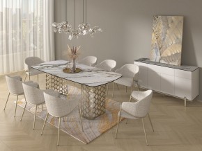 Стол CHIAVARI 220 KL-188 Контрастный мрамор матовый, итальянская керамика / Шампань, ®DISAUR в Тавде - tavda.ok-mebel.com | фото 9