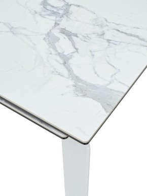 Стол CORNER 120 HIGH GLOSS STATUARIO керамика, стекло/ белый каркас, ®DISAUR в Тавде - tavda.ok-mebel.com | фото 2