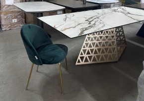 Стол ENNA 220 KL-188 Контрастный мрамор матовый, итальянская керамика/ каркас цвета шампань, ®DISAUR в Тавде - tavda.ok-mebel.com | фото 8