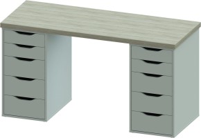 Стол письменный Ингар 2/55 140x75x55, дуб беленый/белый в Тавде - tavda.ok-mebel.com | фото 2