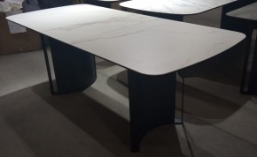 Стол RASMUS 160 TL-45 Белый мрамор, испанская керамика / черный каркас, ®DISAUR в Тавде - tavda.ok-mebel.com | фото 2