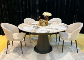 Стол TERAMO 135 GLOSS GRAND JADE SOLID CERAMIC, керамика, поворотн.механизм / Черный каркас, ®DISAUR в Тавде - tavda.ok-mebel.com | фото 2