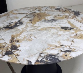 Стол TERAMO 135 GLOSS GRAND JADE SOLID CERAMIC, керамика, поворотн.механизм / Черный каркас, ®DISAUR в Тавде - tavda.ok-mebel.com | фото 4