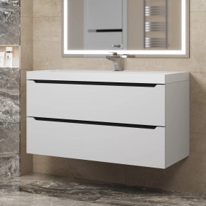 Тумба под раковину Uperwood Tanos 100 см, подвесная, белая/графит в Тавде - tavda.ok-mebel.com | фото