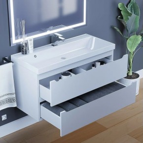 Тумба под раковину Uperwood Tanos 100 см, подвесная, белая матовая в Тавде - tavda.ok-mebel.com | фото 9