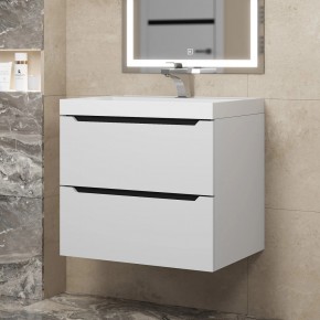 Тумба под раковину Uperwood Tanos 60 см, подвесная, белая/графит в Тавде - tavda.ok-mebel.com | фото