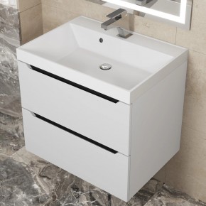 Тумба под раковину Uperwood Tanos 60 см, подвесная, белая/графит в Тавде - tavda.ok-mebel.com | фото 10