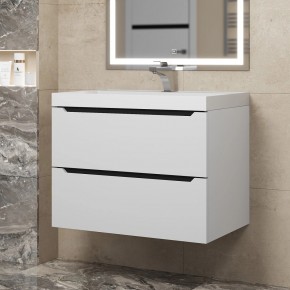 Тумба под раковину Uperwood Tanos 70 см, подвесная, белая/графит в Тавде - tavda.ok-mebel.com | фото