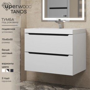 Тумба под раковину Uperwood Tanos 70 см, подвесная, белая/графит в Тавде - tavda.ok-mebel.com | фото 3