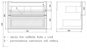 Тумба под раковину Uperwood Tanos 70 см, подвесная, белая/графит в Тавде - tavda.ok-mebel.com | фото 7