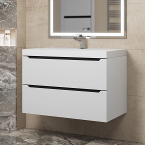 Тумба под раковину Uperwood Tanos 80 см, подвесная, белая/графит в Тавде - tavda.ok-mebel.com | фото